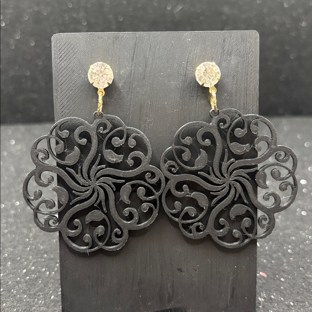 Black Filigree Earrings - Picture 4 of 4